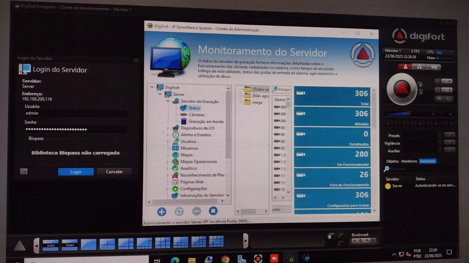 Sistema Digifort em operação