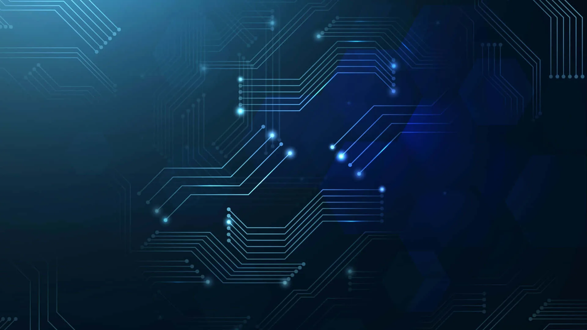 Circuitos digitais em fundo azul
